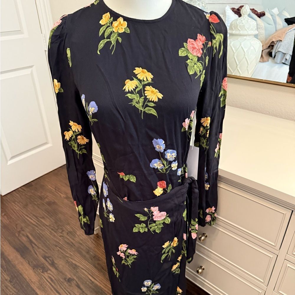 Reformation Reza Floral Print Midi Dress Night Bloom-T10